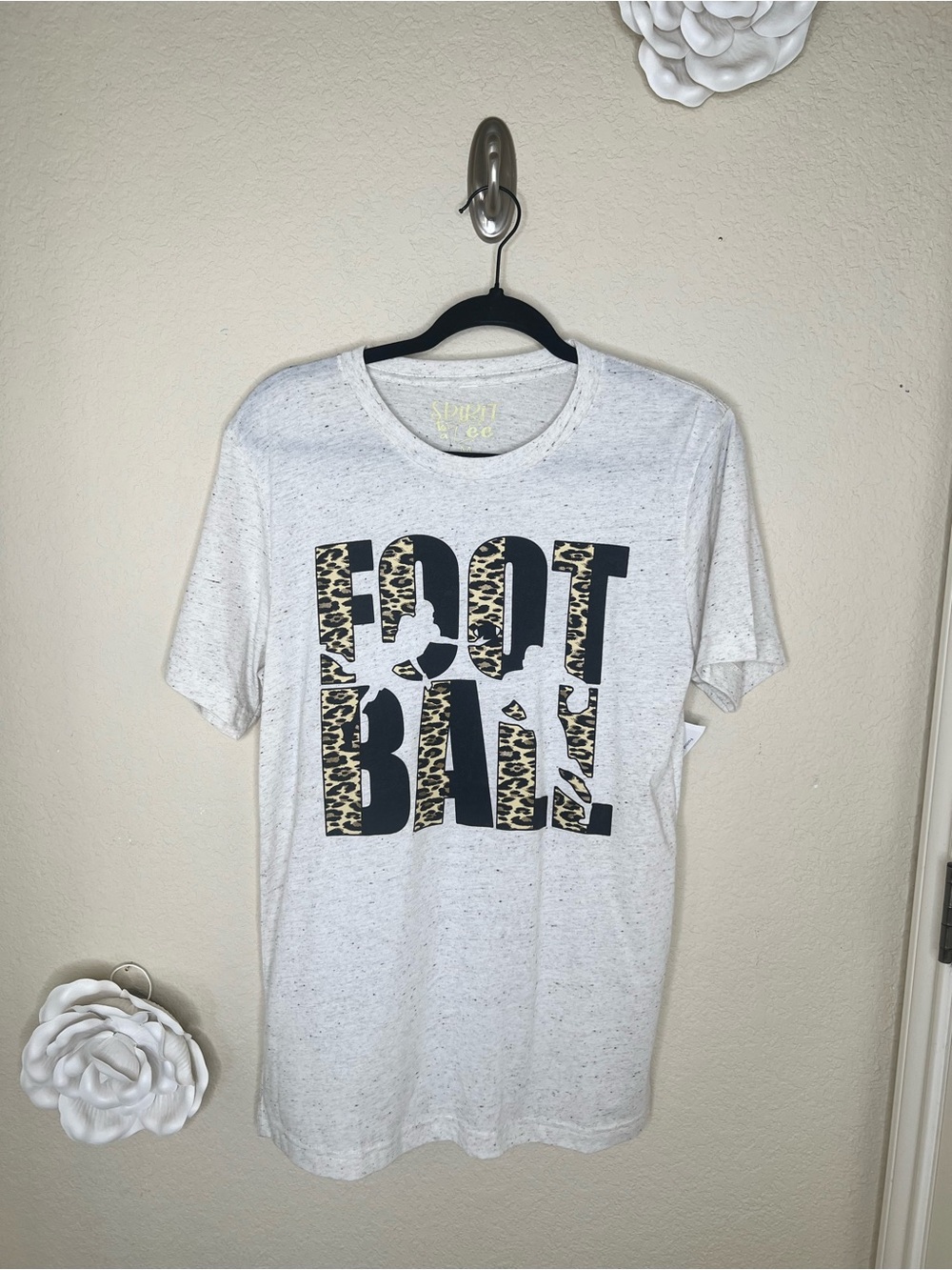 NTM: Spirit to a Tee Football Leopard Print Graphic T-Shirt Medium NWT